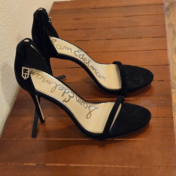 Sam Edelman Ariella Ankle Strap Heel Shoe in Black Suede - Picture 2 of 5